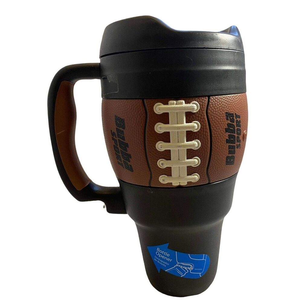 #4755 Bubba Sport 34oz Football Mug Thermos Coffee/beer W/built In Bottle Opener